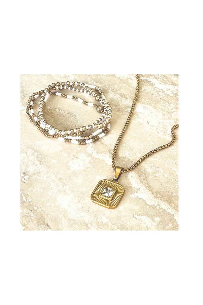 Beaded Bracelet Set | Blanc Costa Bracelets + Bangles Lindi Kingi