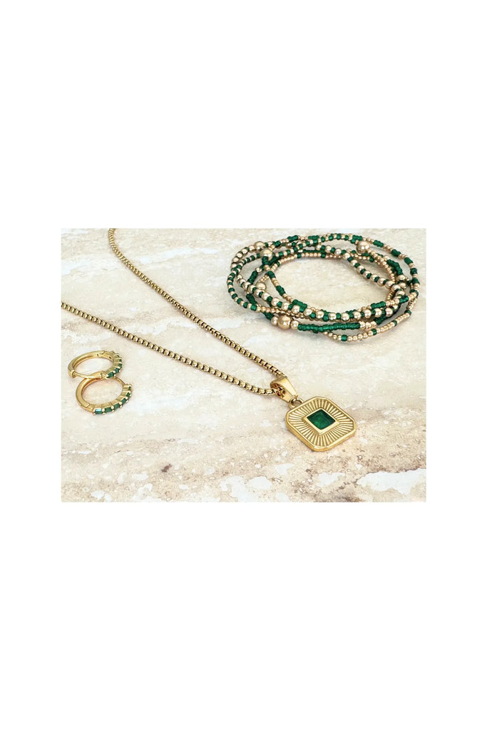 Beaded Bracelet Set | Emerald Costa Bracelets + Bangles Lindi Kingi