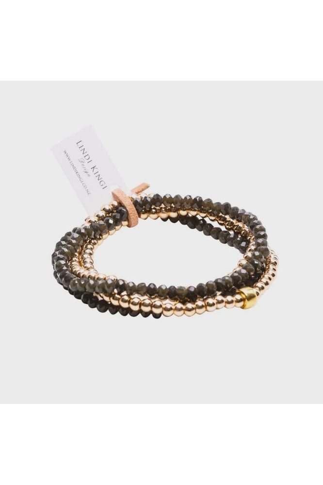 Beaded Bracelet Set | Matt Olive + Gold Bracelets + Bangles Lindi Kingi