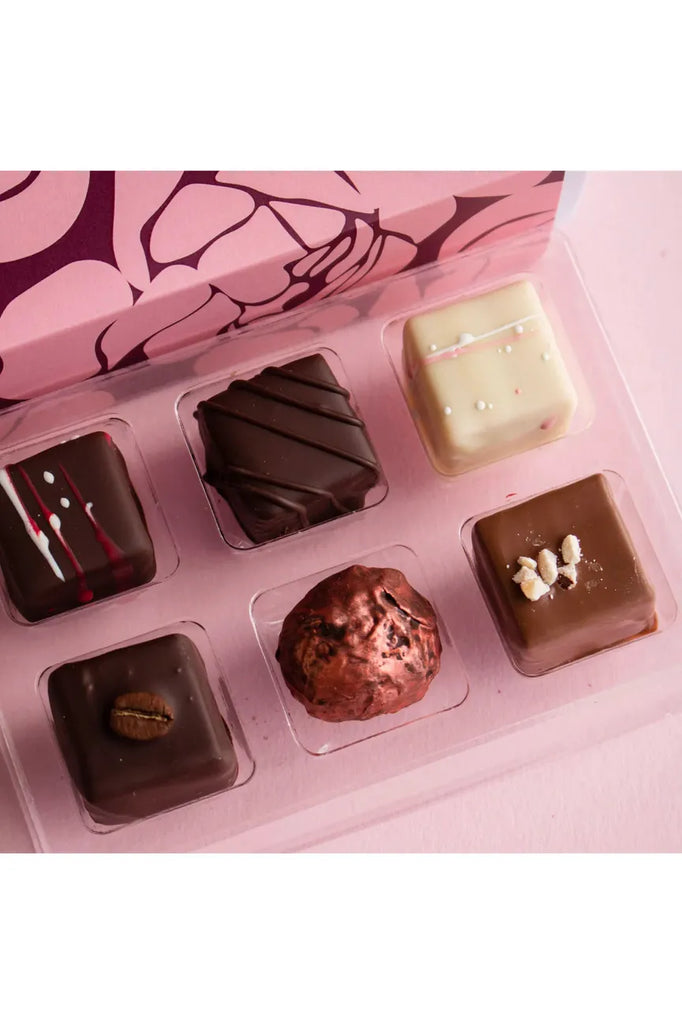 6 Piece Floral Truffle Selection Candy + Chocolate House of Chocolate
