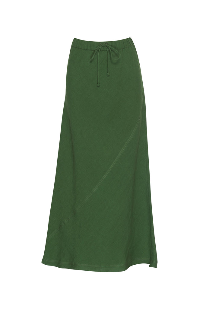 Madly Sweetly Echo Skirt Bottle Green Boas Cut linen