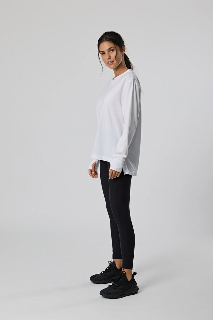 Marlow Long Sleeve eco tee White, Relaxed fit