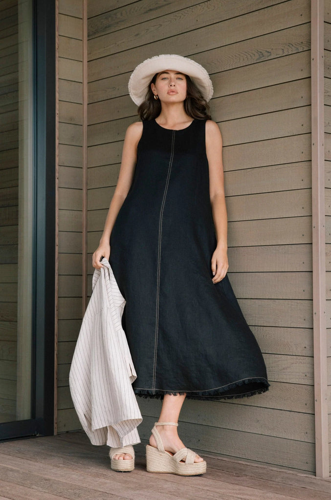 Marlow Florence Linen Sleeveless Dress Black