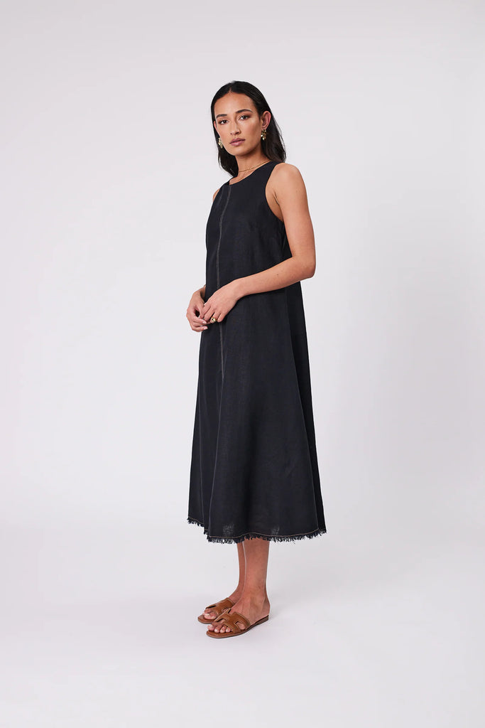 Marlow Florence Linen Sleeveless Dress Black