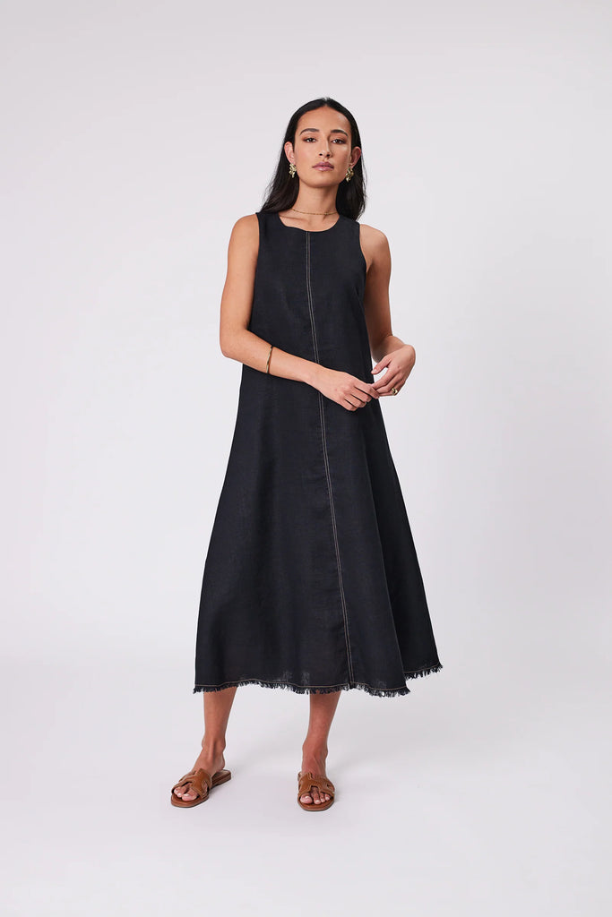 Marlow Florence Linen Sleeveless Dress Black