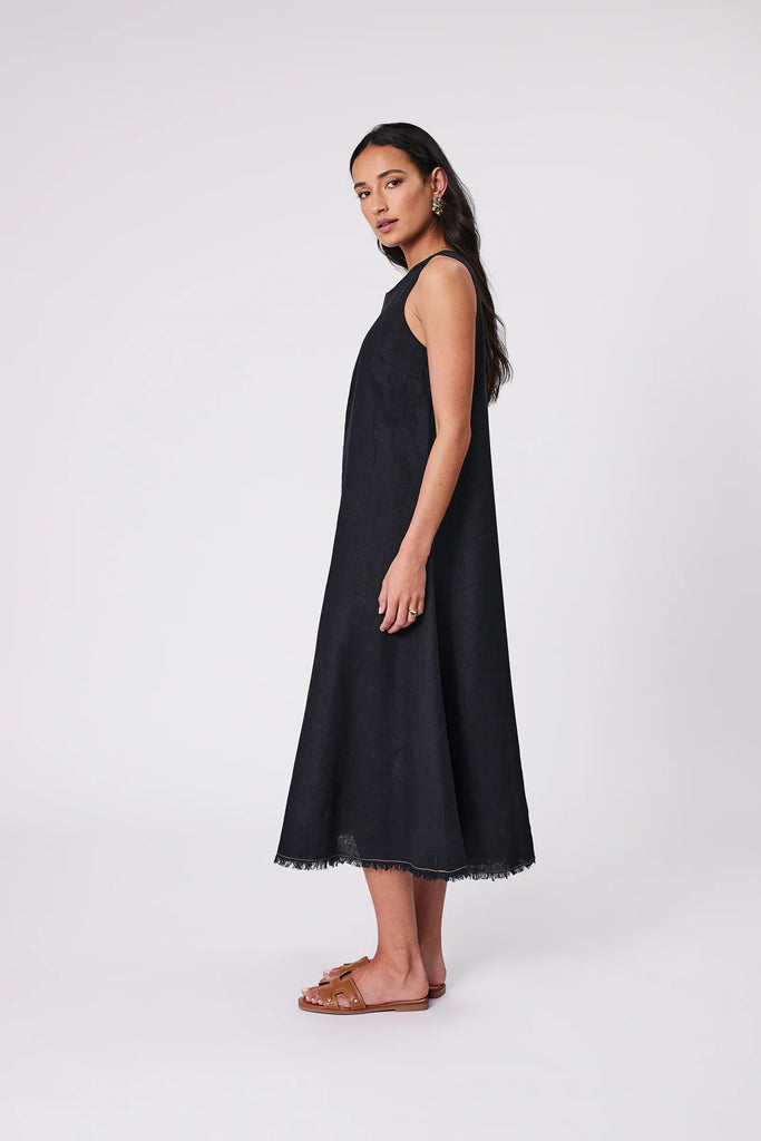 Marlow Florence Linen Sleeveless Dress Black