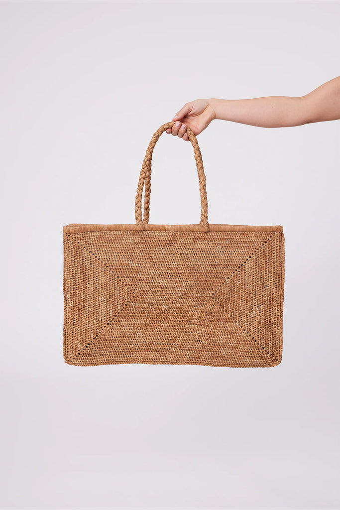 Marlow Sorrento Large Raffia Tote Tea