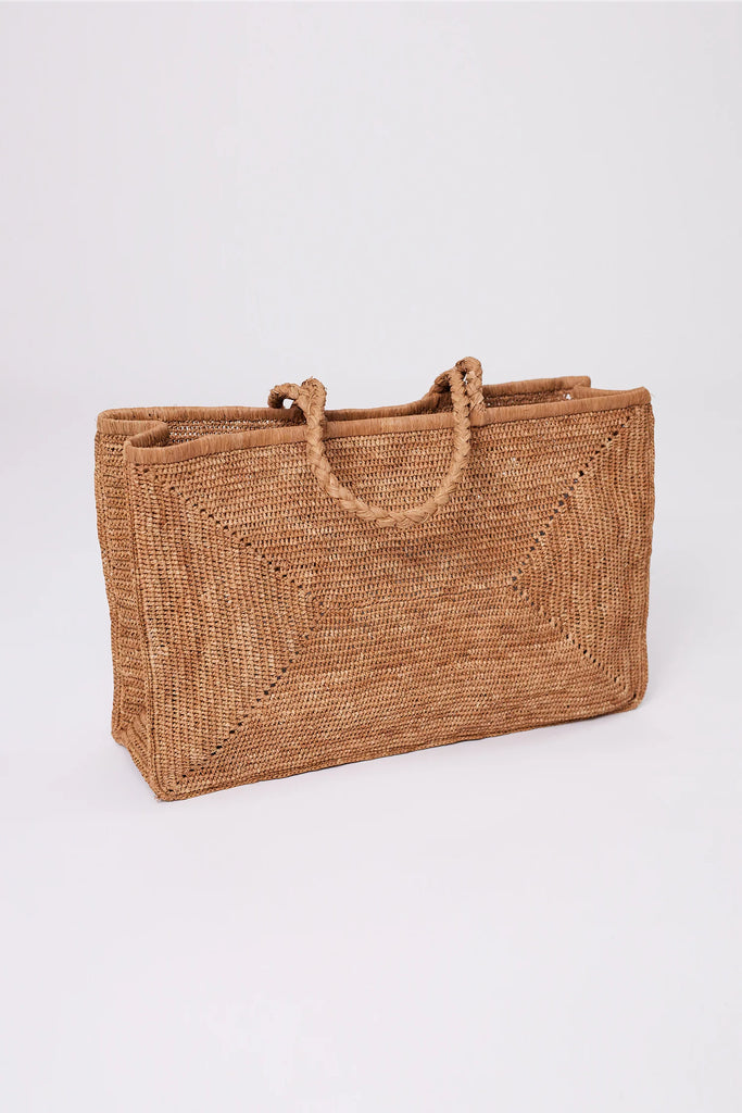 Marlow Sorrento Large Raffia Tote Tea