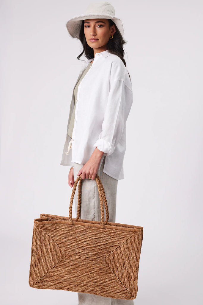 Marlow Sorrento Large Raffia Tote Tea