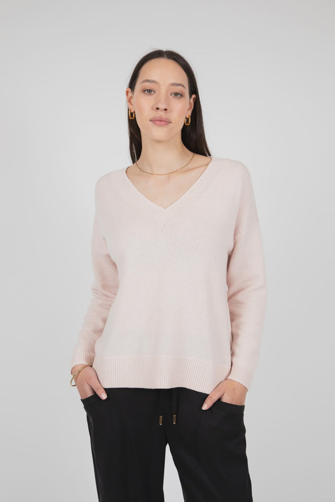 Marlow Virgo V Neck knit jumper Rosewater