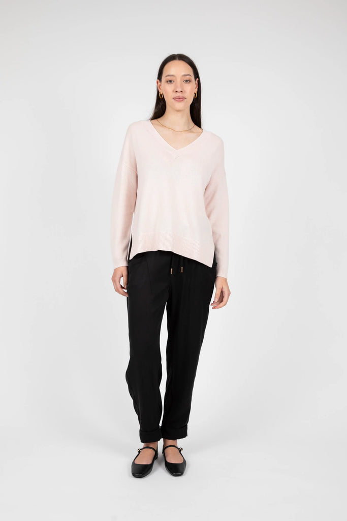 Marlow Virgo V Neck knit jumper Rosewater