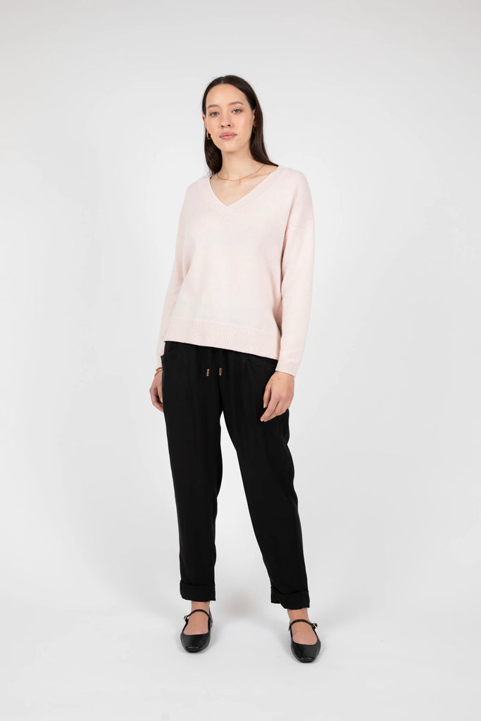 Marlow Virgo V Neck knit jumper Rosewater