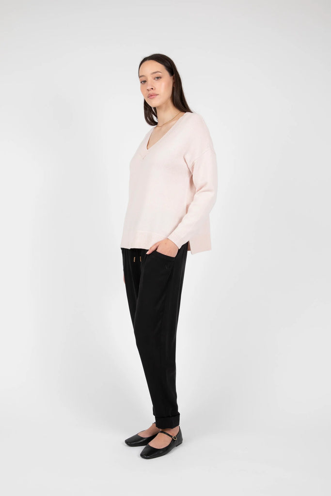 Marlow Virgo V Neck knit jumper Rosewater