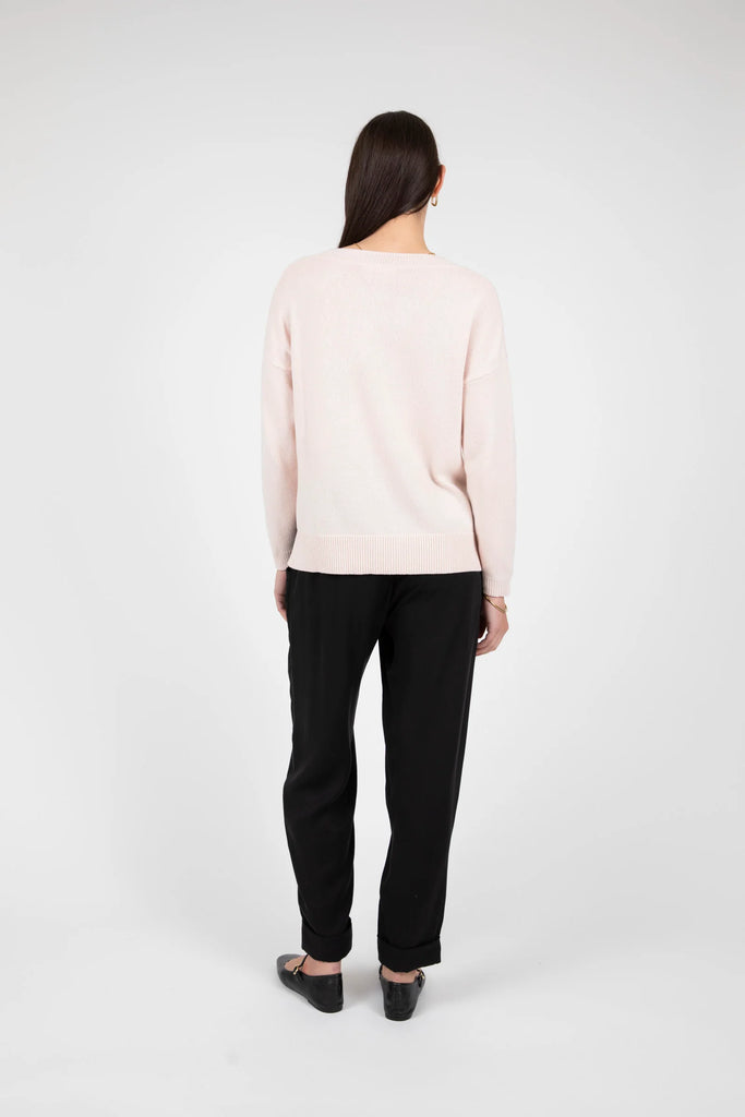 Marlow Virgo V Neck knit jumper Rosewater