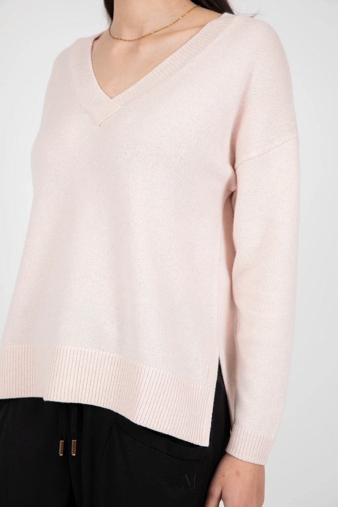 Marlow Virgo V Neck knit jumper Rosewater