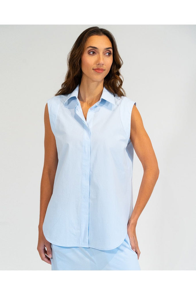 Elms and King Maui Sleeveless Shirt in Sky