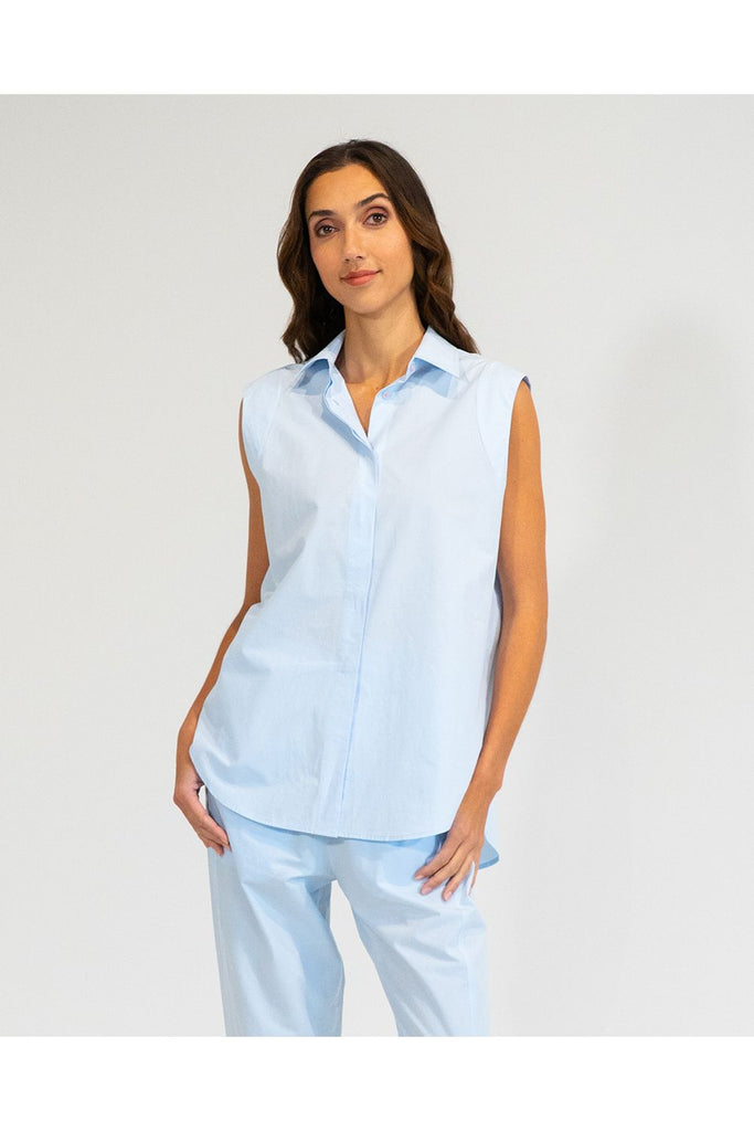 Elms and King Maui Sleeveless Shirt in Sky