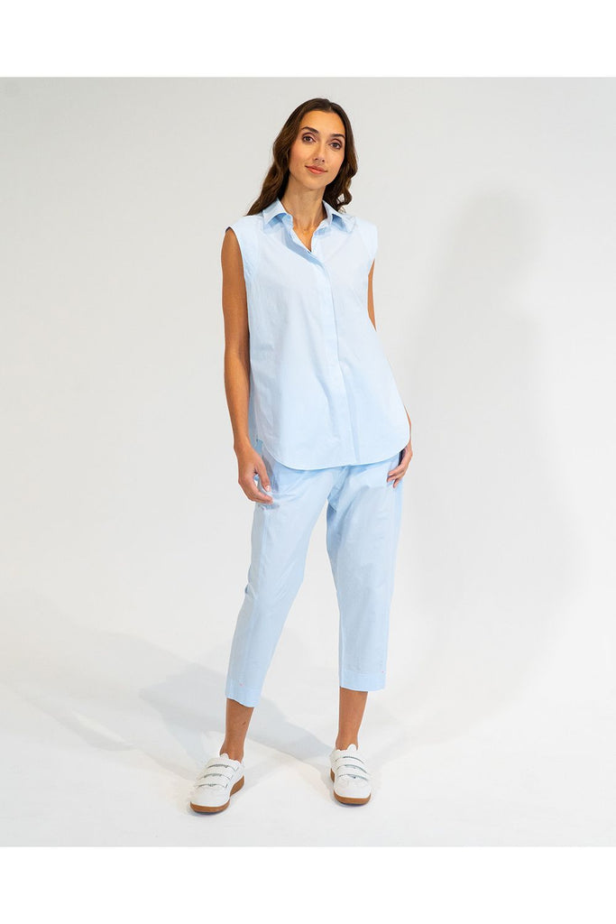 Elms and King Maui Sleeveless Shirt in Sky