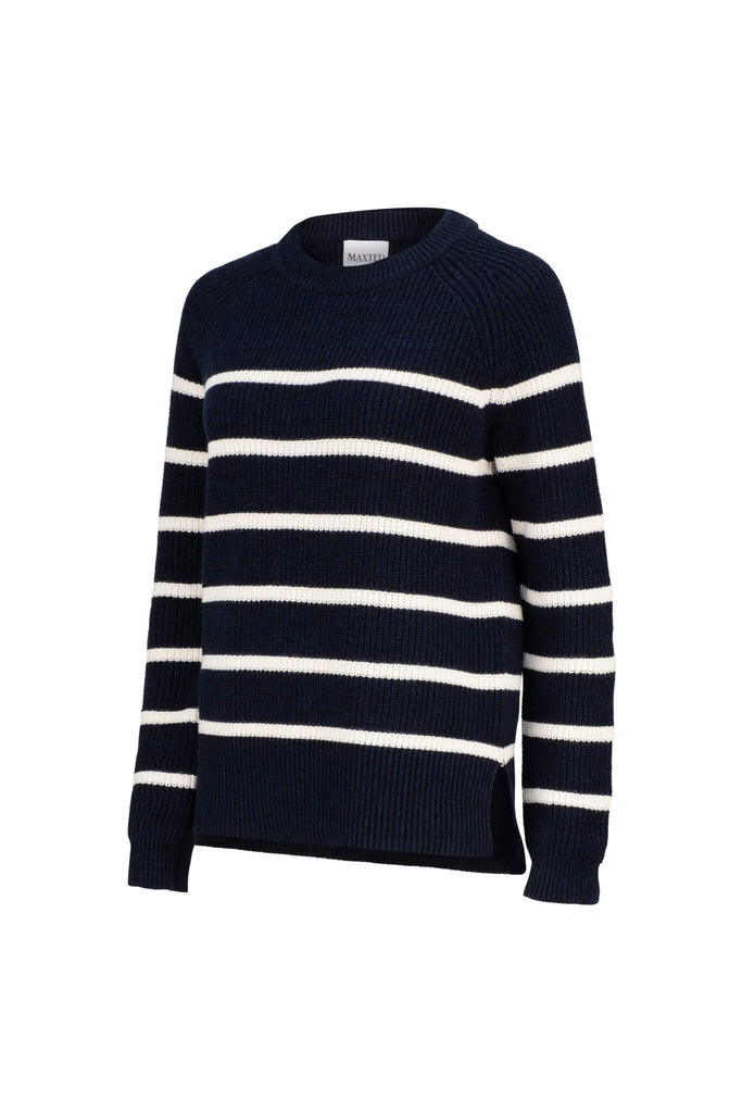 Maxted Bell Striped Pullover Navy + Ivory