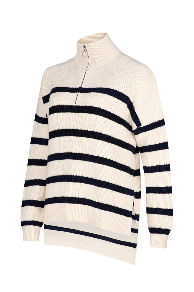 Maxted Half Zip Ribbed Pullover Stripe