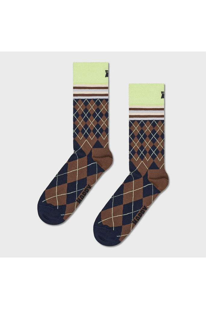 Mixed Argyle Sock | Brown + Navy Womens Socks Happy Socks