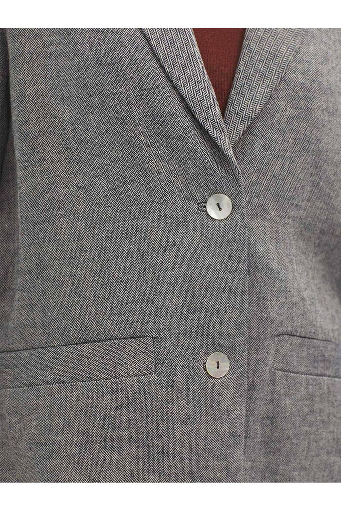 Nice Things Long Herringbone Blazer Grey