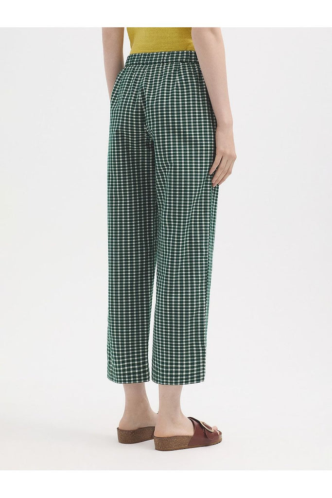Nice Things Seersucker Checked Trouser Smoke Green