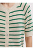 Nice Things Striped Short Sleeve Cardigan Willow Green