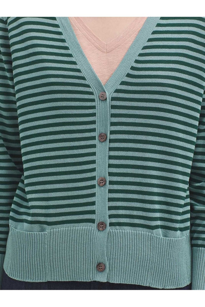 Nice Things Striped Cardigan Sage Green