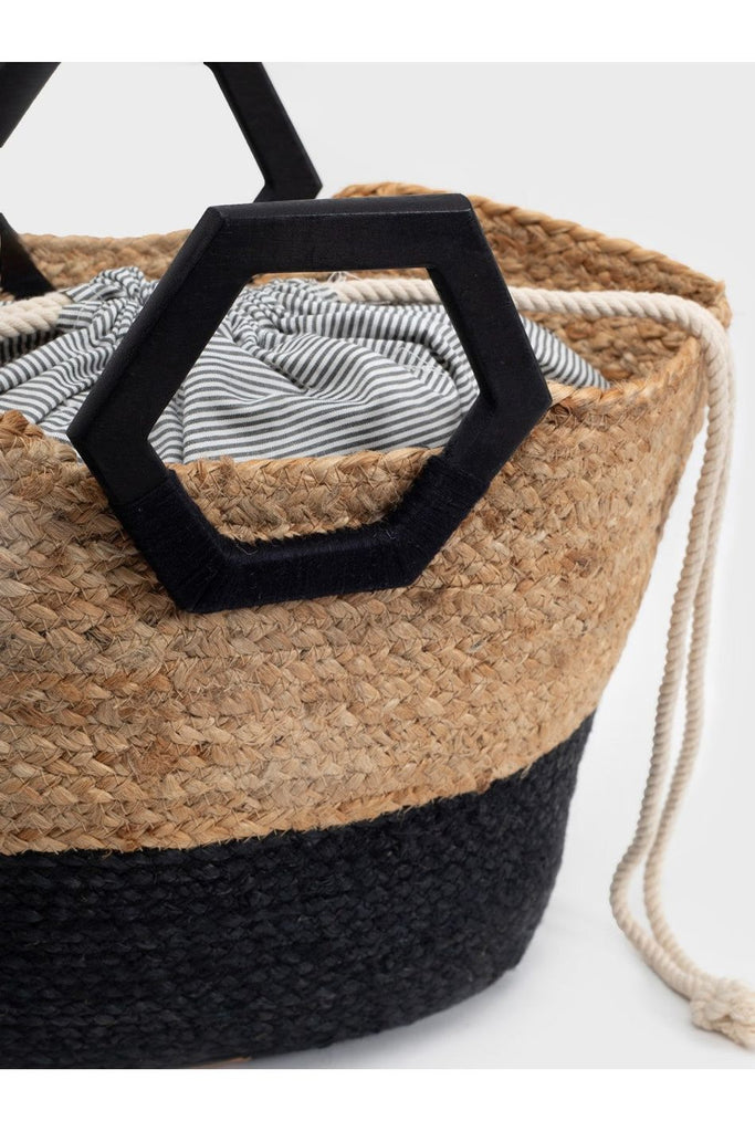 Nice Things Two Tone Basket Bag Black