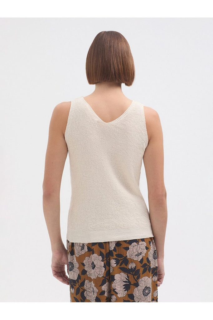 Nice Things V Neck Cotton Vest Ecru