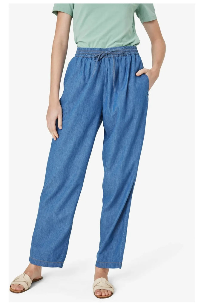 Noa Noa Debbie 100% cotton trousers Denim blue full length with elasticated waist