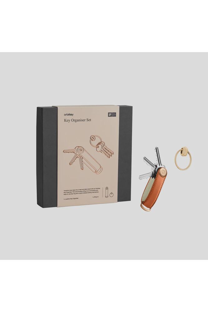 Key Organiser Set | Leather + Ring v2 | Cognac Keyrings Orbitkey