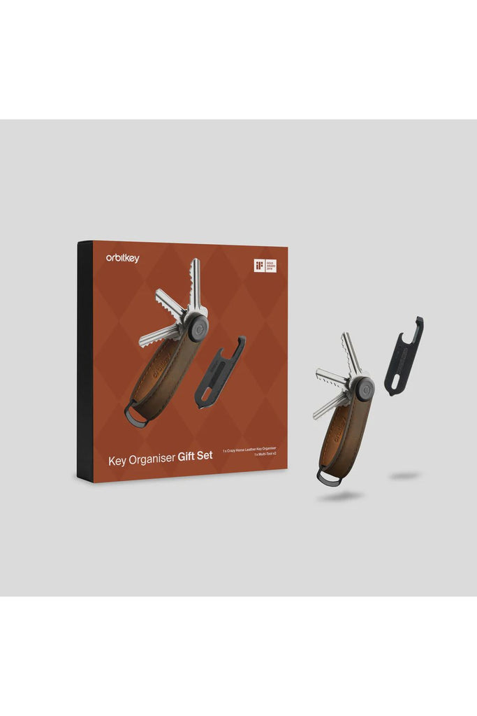 Key Organiser Crazy Horse  + Multi Tool V2 Set | Oak Brown w Brown Stitching Keyrings Orbitkey