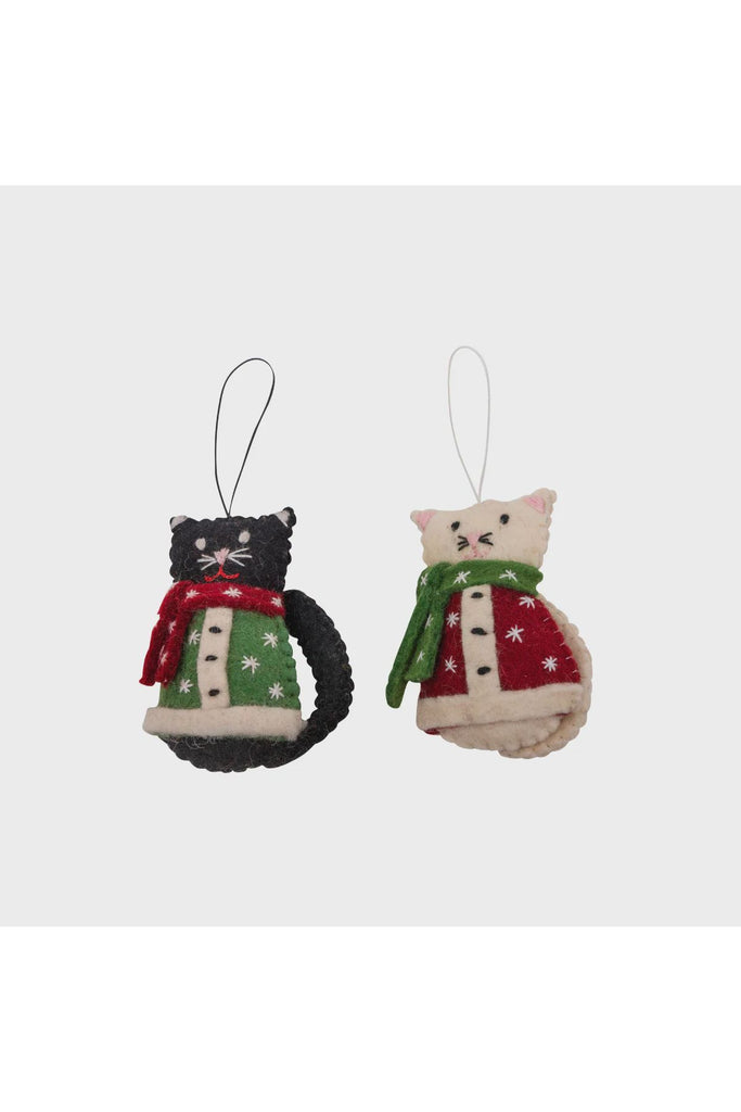 Hanging Christmas Decoration | White Cat w Xmas Coat Christmas Decorations Pashom International