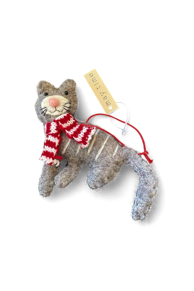 Christmas Decoration | Felt Hanging Grey Cat Christmas Decorations May Time