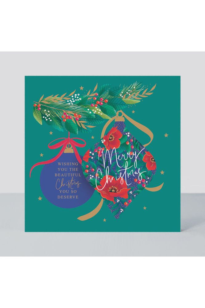 Greeting Card | Baubles Merry Christmas Christmas Greeting Cards Rachel Ellen Design