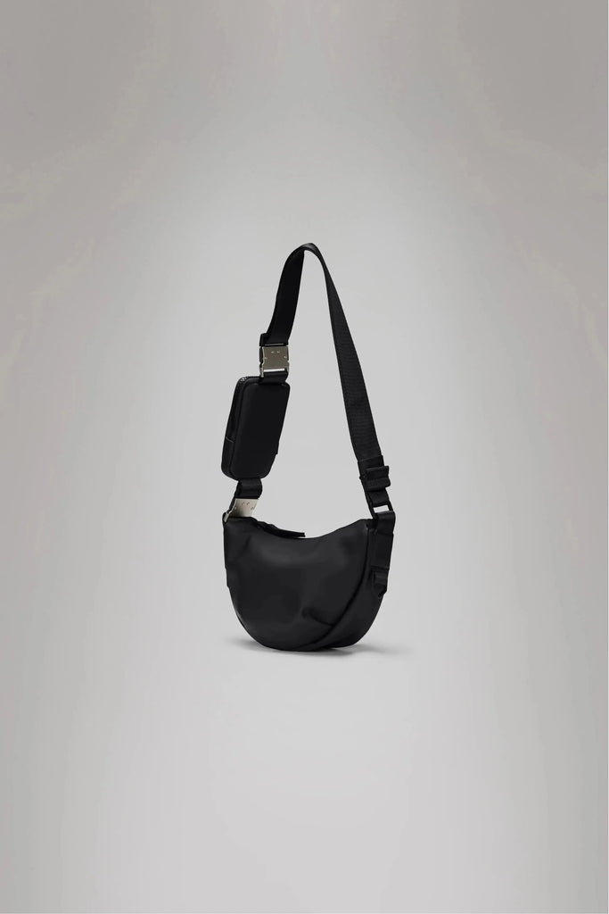Rains Black Valera Shoulder Bag Mini on a light grey background