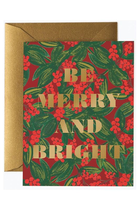 Greeting Card | Merry and Bright Berry Christmas Greeting Cards Rifle Paper