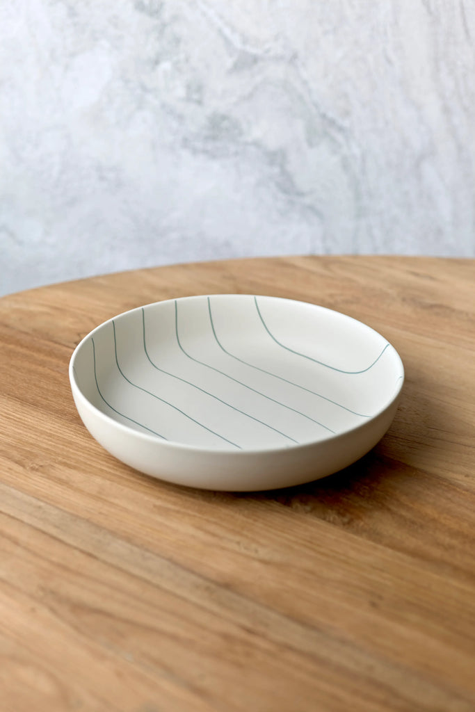 Coastal Junction Cream w Green Stripe | Salad Bowl Platters Robert Gordon