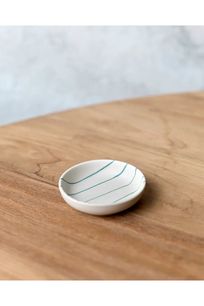 Coastal Junction | Cream w Green Stripe | Condiment Bowl Platters Robert Gordon