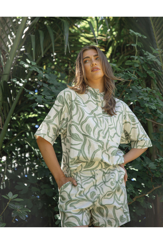 Mika Blouse in The Secret Garden print from Stella & Gemma with matching shorts