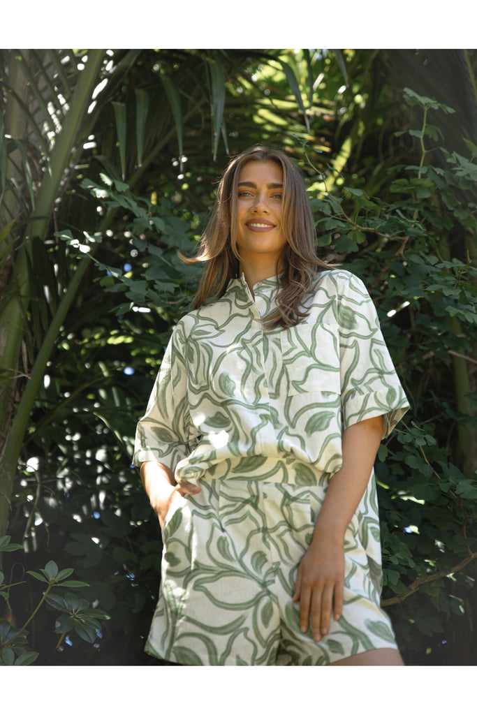 Mika Blouse in The Secret Garden print from Stella & Gemma with matching shorts