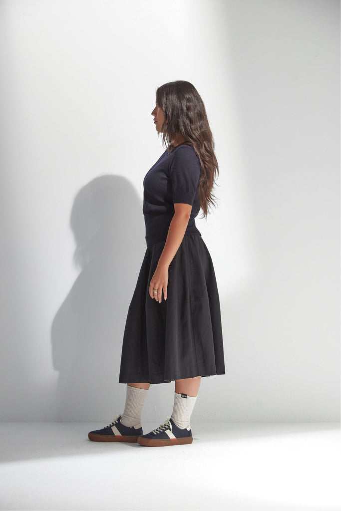 Standard Issue Cotton Broadcloth Lantern Skirt Black