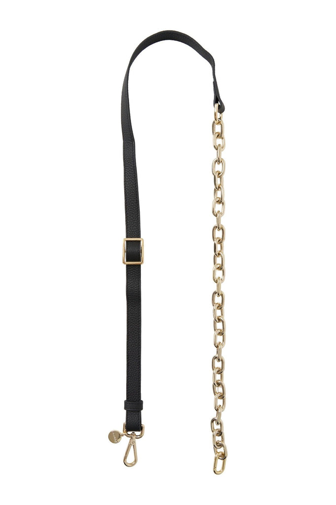 Feature Chain Strap | Gold Link + Black Leather Bag Straps + Handles Saben