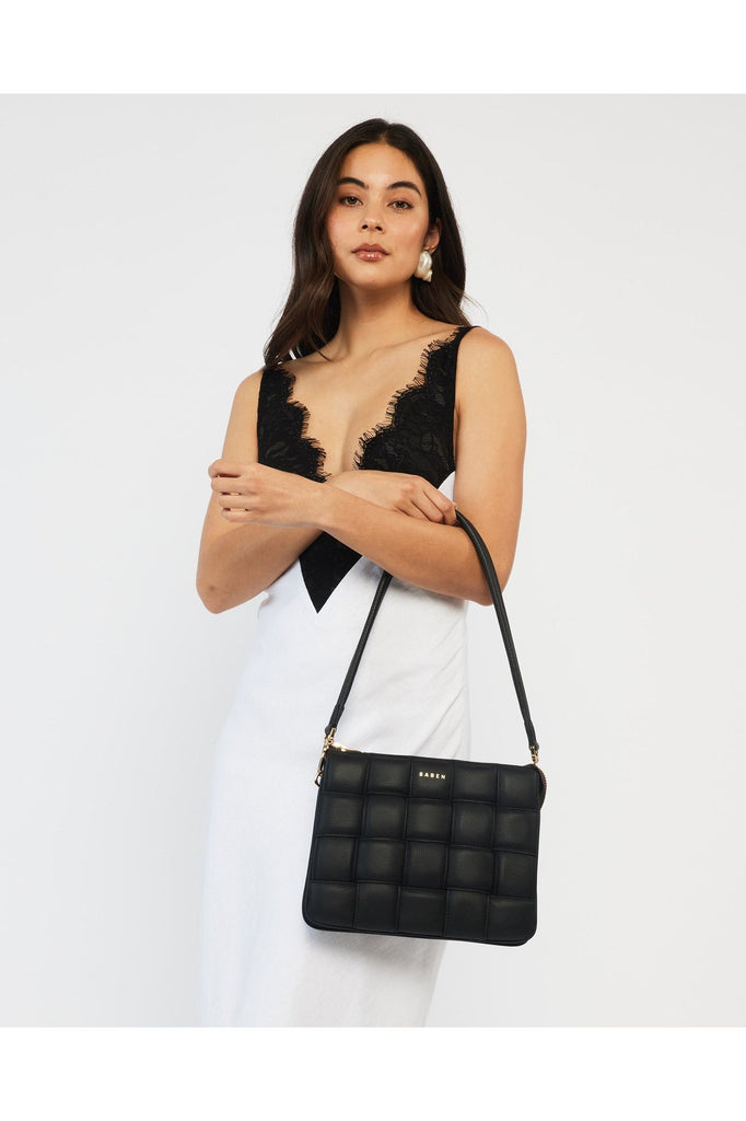 Matilda Crossbody Bag | Black Woven Shoulder + Crossbody Bags Saben