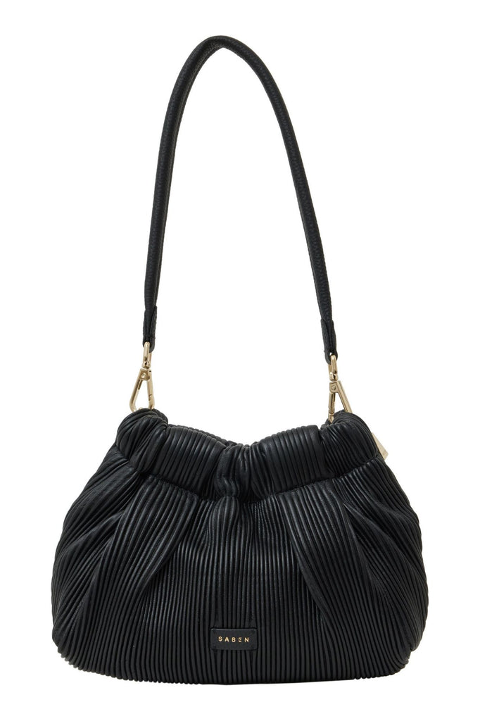 Saben Alexis Handbag Black Licorice Pleat Leather