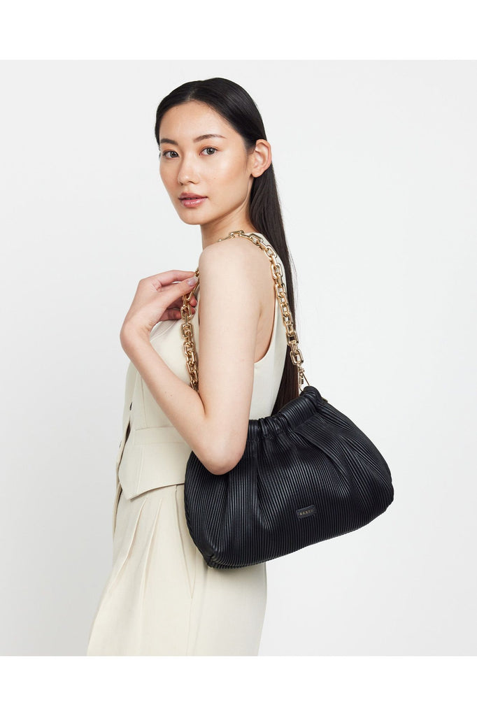 Saben Ayla handbag Black Licorice Pleat Leather