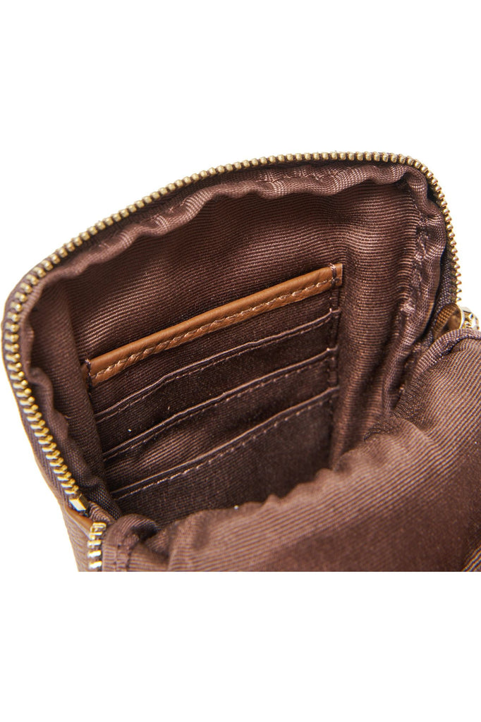 Saben Nikko pocket Phone Sling Bag Nutshell Brown Leather