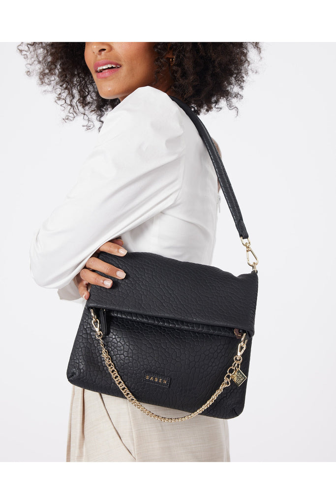 Saben Daria Black leather Shoulder Bag, Crossbody bag